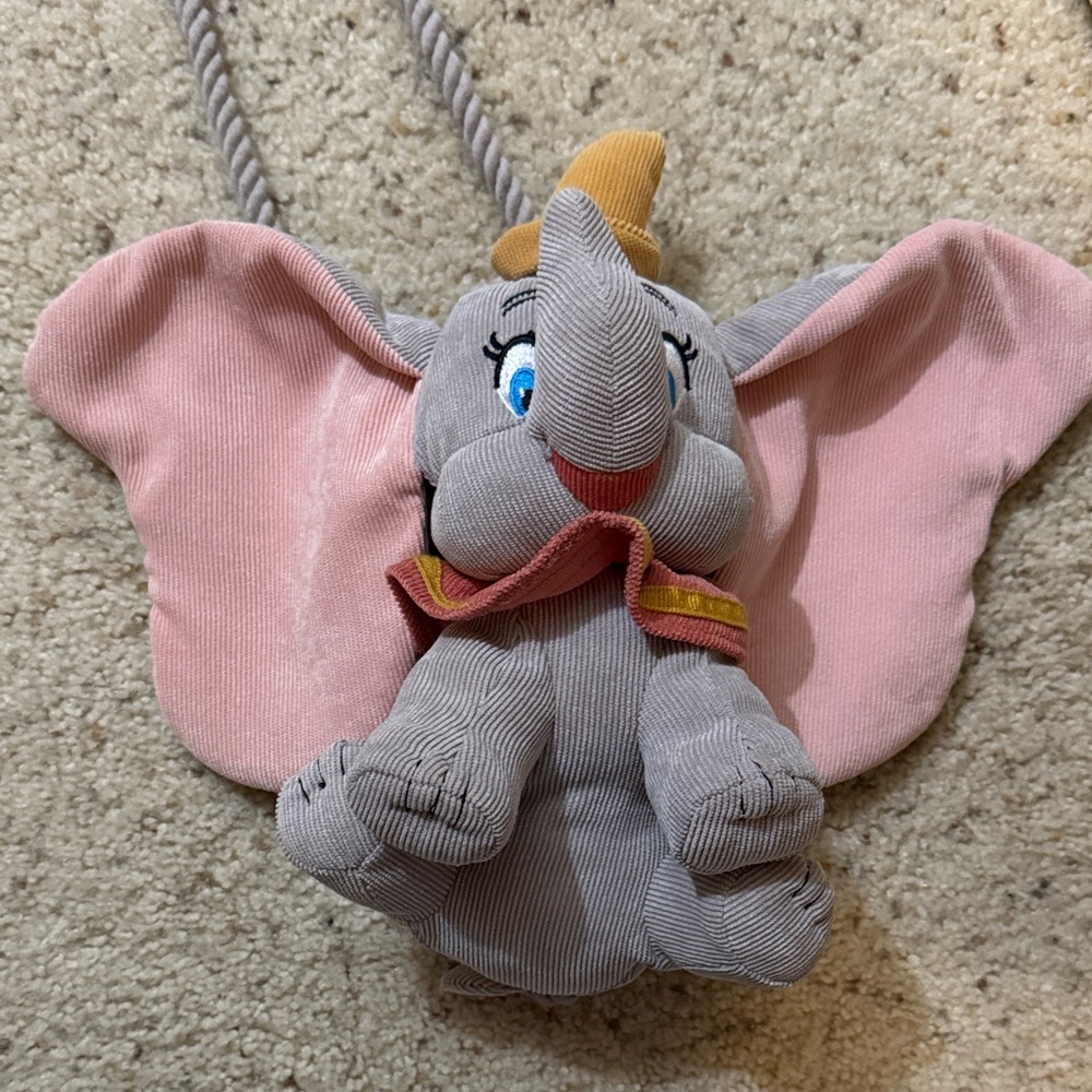 ZARA Disney Gray and Pink Elephant Plush with Yellow Hat NWOT